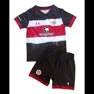 Under Armour Red/Brown 2PC SS Tee Shorts 18/24 MO Summer Play Set